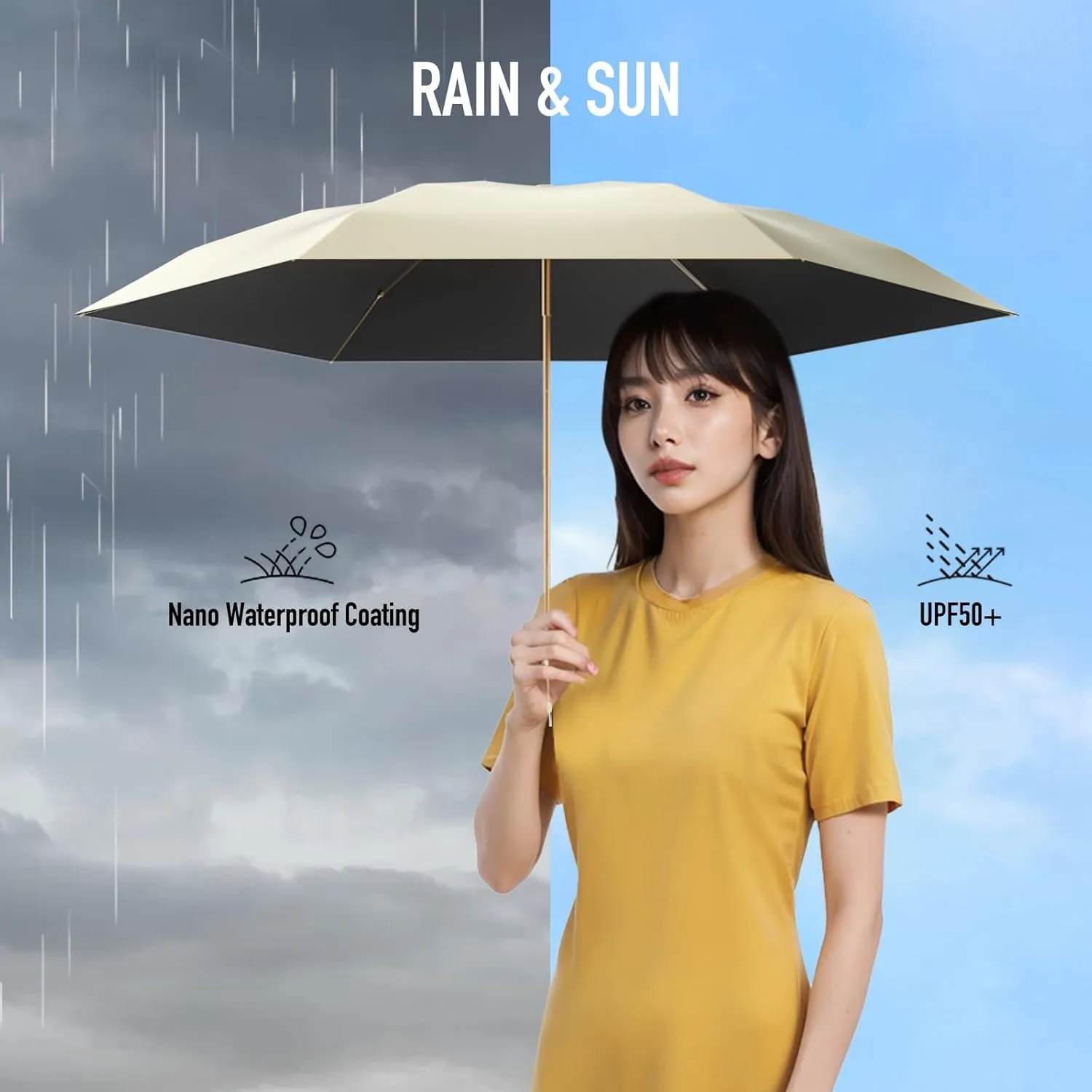 Compact Mini Umbrella for purse-Lightweight,Fold and UV Umbrella for Rain-Suitable for women, girls, kids