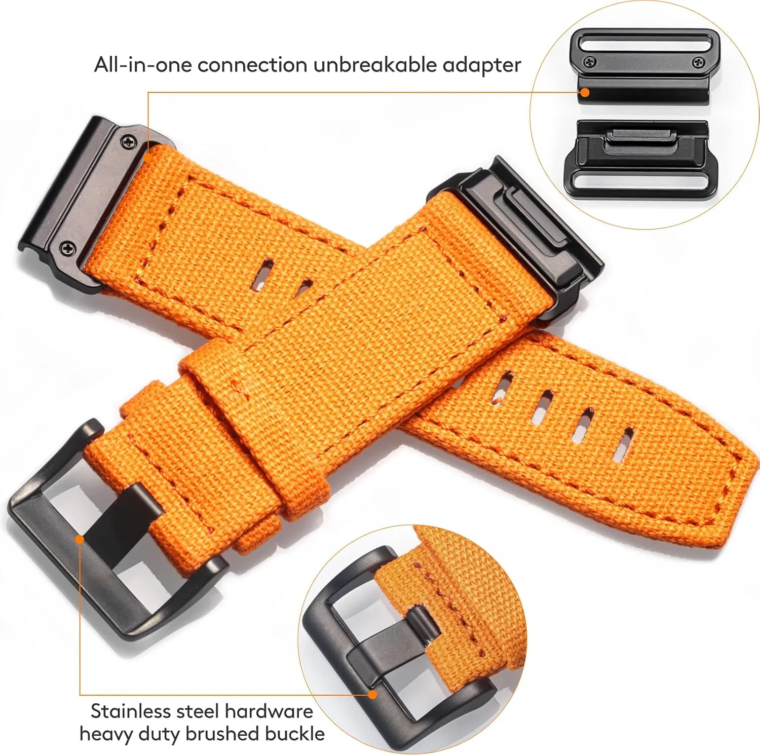 Compatible With Garmin, Canvas Watch Band Sports Strap For fēnix/Forerunner/Approach/MARQ/Quatix/Instinct/D2/Tactix, Tough Replacement Band For Men