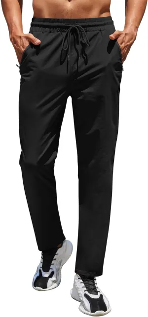COOFANDY Men's Hiking Pants Lightweight Athletic Pants Quick Dry Active Running Joggers with Zipper Pockets