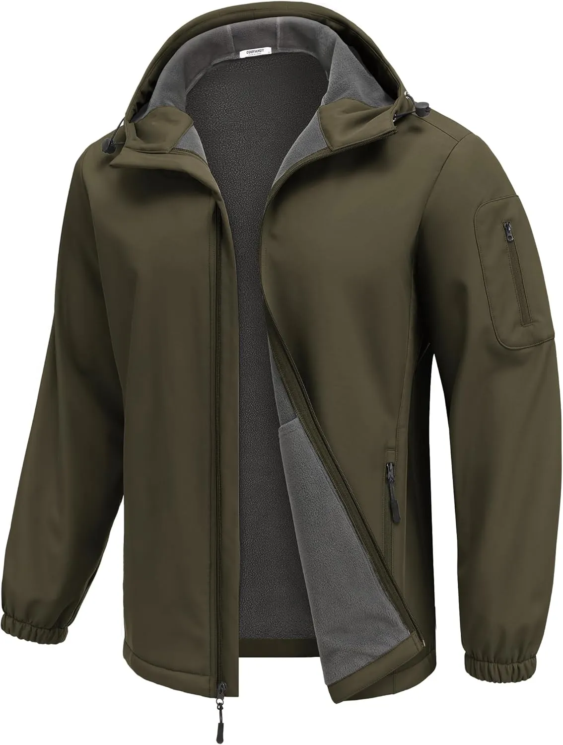 COOFANDY Men's Hooded Softshell Jacket Waterproof Fleece Lined Windbreaker Lightweight Outdoor Hiking Jacket