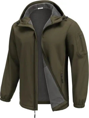 COOFANDY Men's Hooded Softshell Jacket Waterproof Fleece Lined Windbreaker Lightweight Outdoor Hiking Jacket