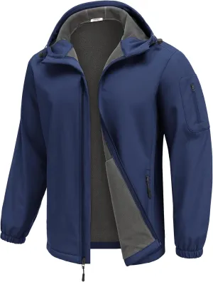 COOFANDY Men's Hooded Softshell Jacket Waterproof Fleece Lined Windbreaker Lightweight Outdoor Hiking Jacket