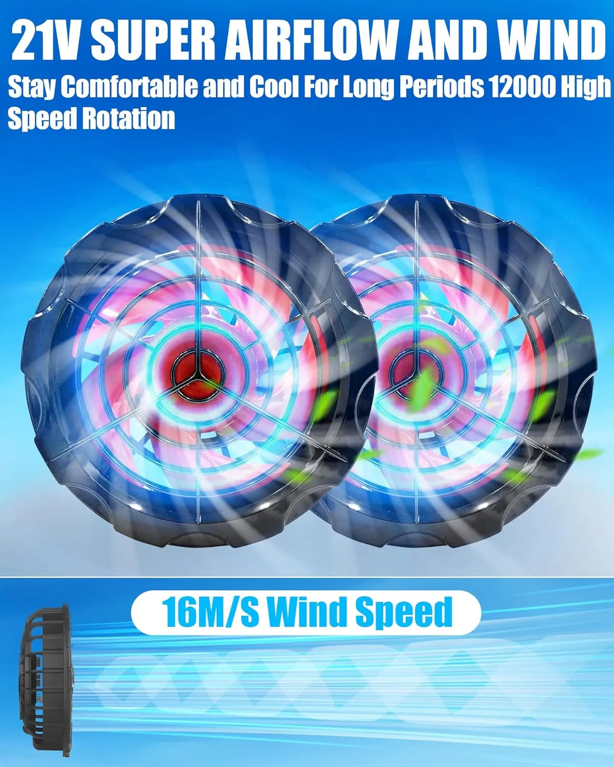 Cooling Vest Jacket with 2 Fans - Men and Women 21V Air Conditioner Lightweight Vests, With 20000mAh Battery