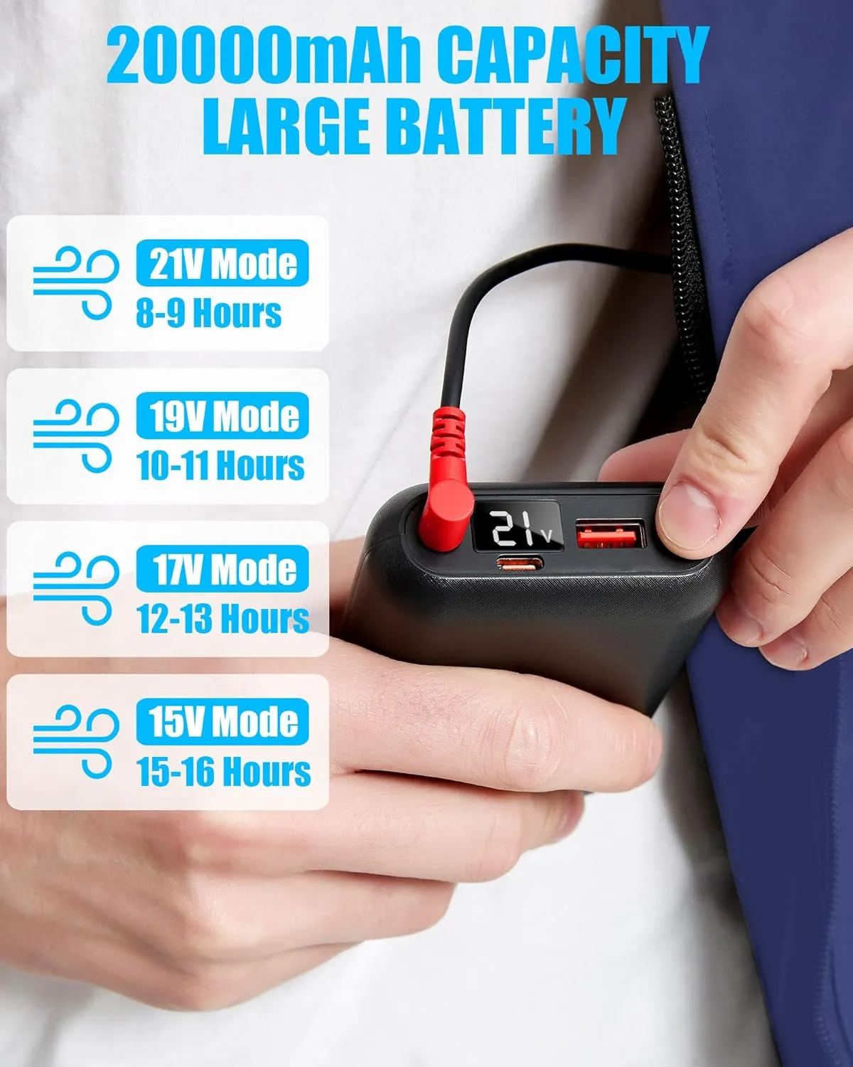 Cooling Vest Jacket with 2 Fans - Men and Women 21V Air Conditioner Lightweight Vests, With 20000mAh Battery