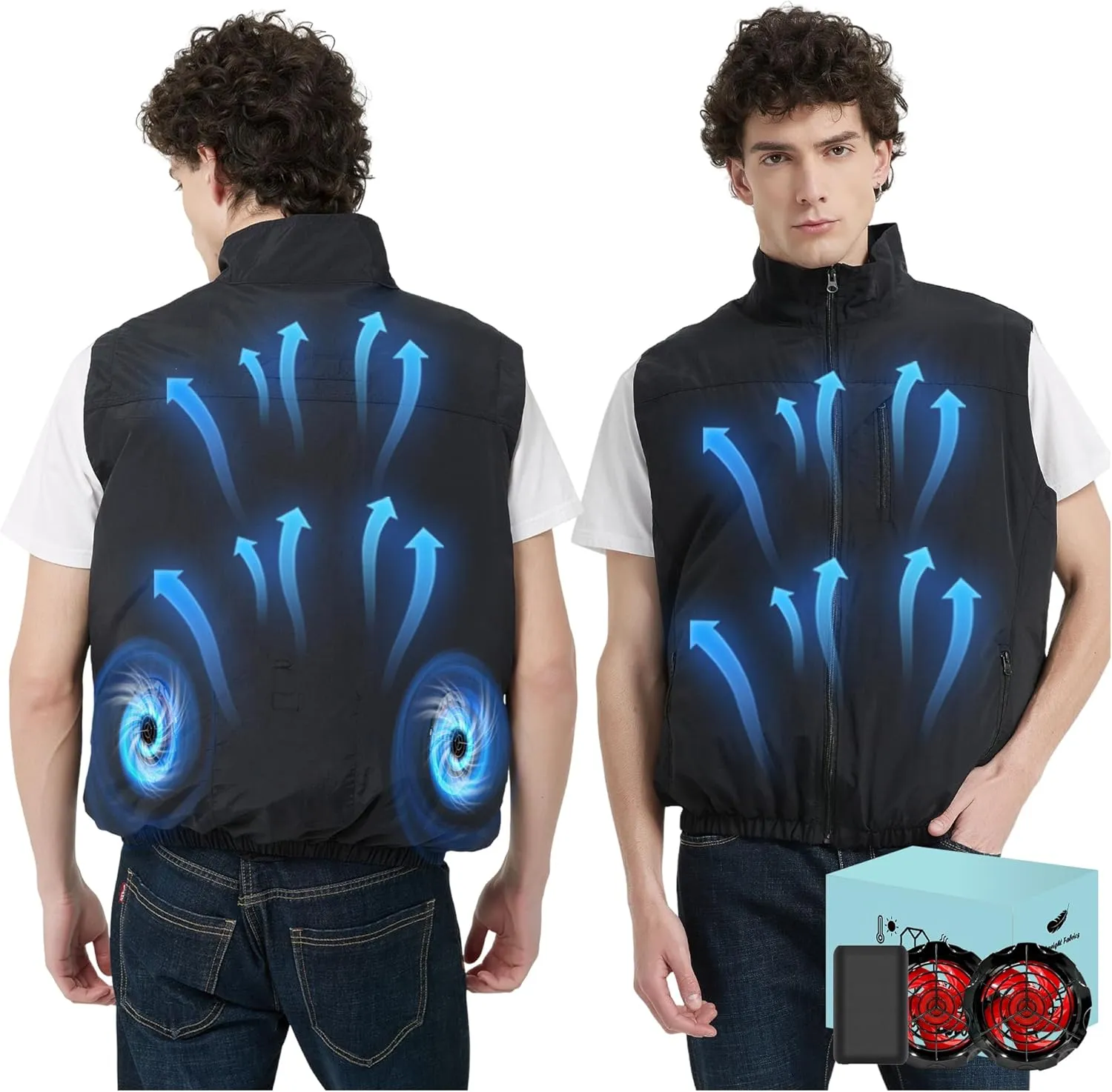 Cooling Vest Jacket with 2 Fans - Men and Women 21V Air Conditioner Lightweight Vests, With 20000mAh Battery