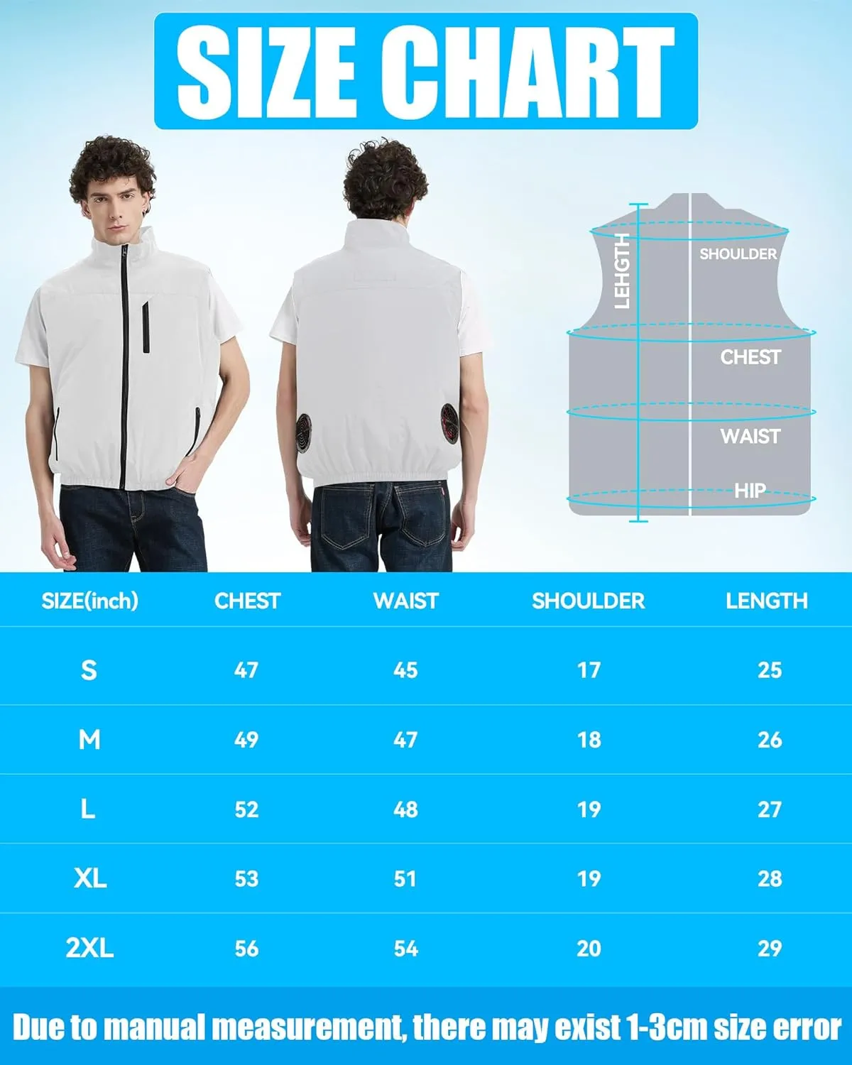 Cooling Vest Jacket with 2 Fans - Men and Women 21V Air Conditioner Lightweight Vests, With 20000mAh Battery