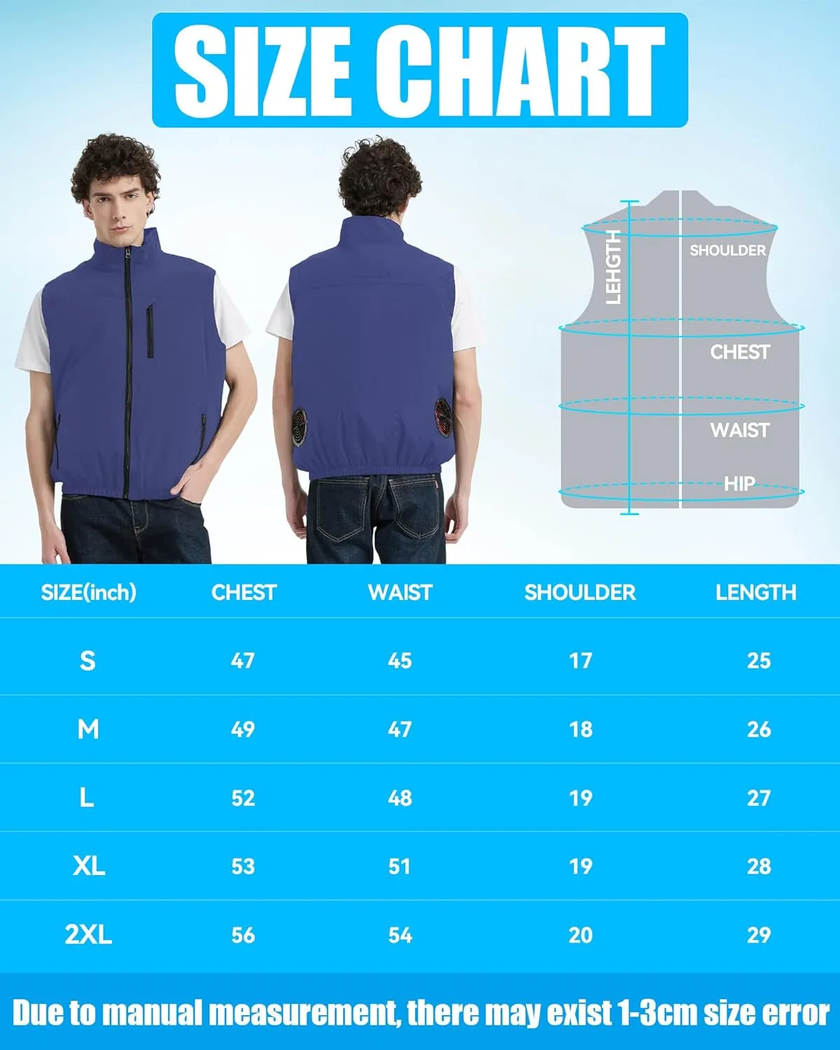 Cooling Vest Jacket with 2 Fans - Men and Women 21V Air Conditioner Lightweight Vests, With 20000mAh Battery