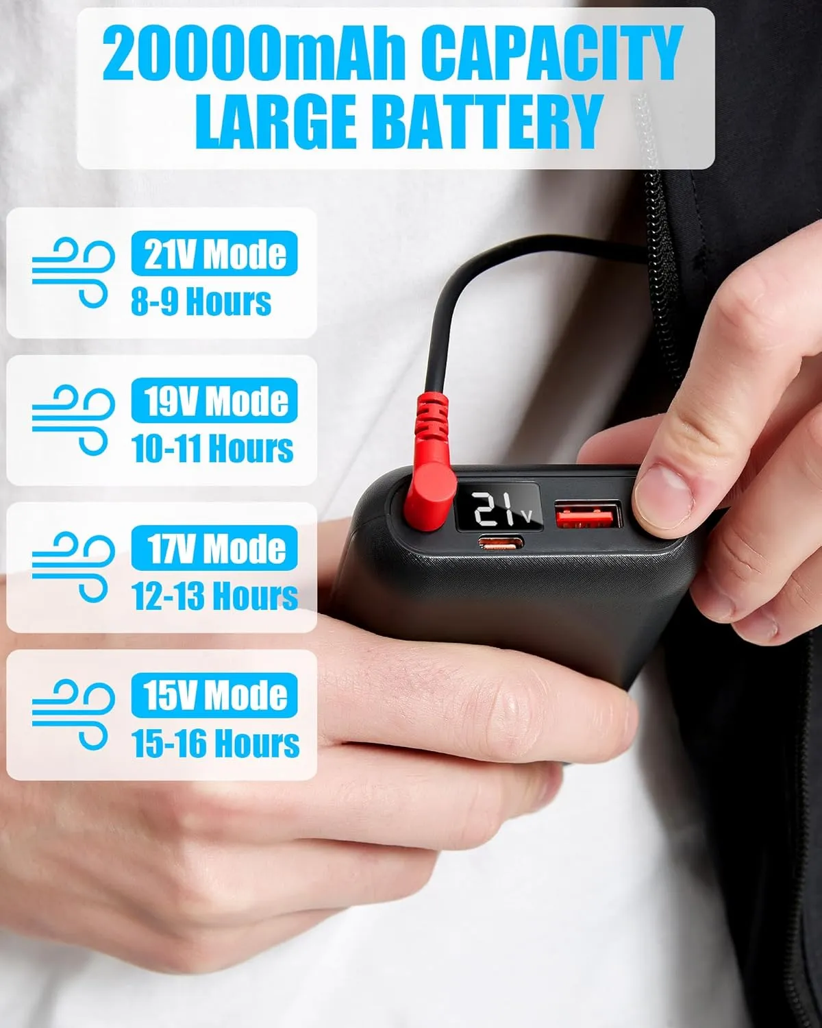 Cooling Vest Jacket with 2 Fans - Men and Women 21V Air Conditioner Lightweight Vests, With 20000mAh Battery