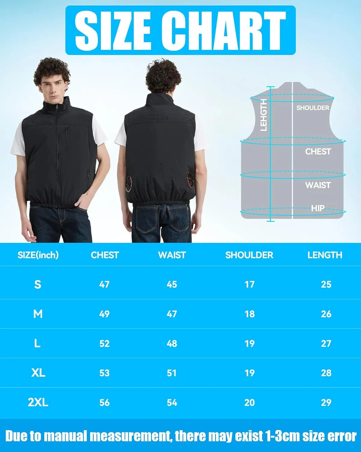 Cooling Vest Jacket with 2 Fans - Men and Women 21V Air Conditioner Lightweight Vests, With 20000mAh Battery