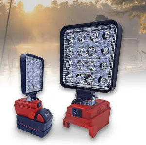 Cordless LED Work Light for Milwaukee m18 18V Battery，48W 3800ML Square Flashlight,Flood Light with Two USB Charging Port LED Light for Outdoor Camping, Hiking, Fishing, Hunting.(No Battery)