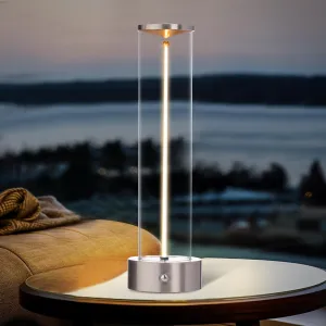 Cordless Portable LED Table Lamp， Rechargeable Battery Operated Desk Lamp with Touch Sensor, Three-Level Dimmable Suitable for Bars/Cafes/Restaurants/Bedrooms/Camping Site (Silver)