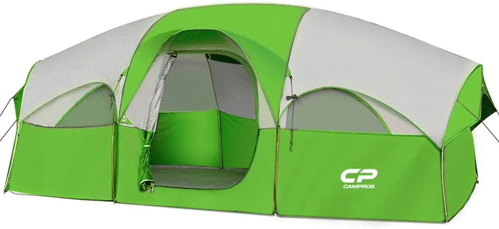 Cousin Campout Fortress for 8 with 5 Mesh Windows, Cozy Divider, Weather-Resistant Features, and Travel Bag for Snacks