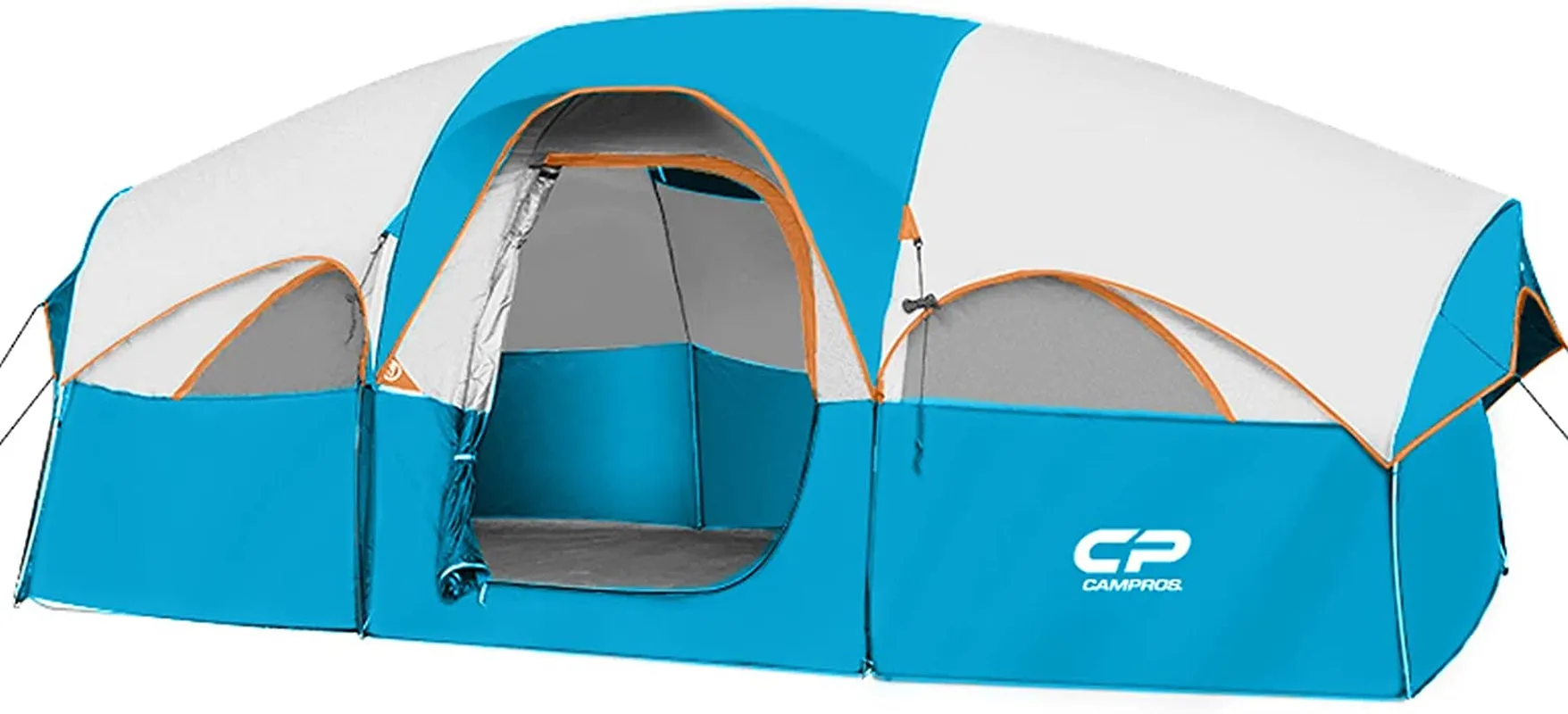 Cousin Campout Fortress for 8 with 5 Mesh Windows, Cozy Divider, Weather-Resistant Features, and Travel Bag for Snacks