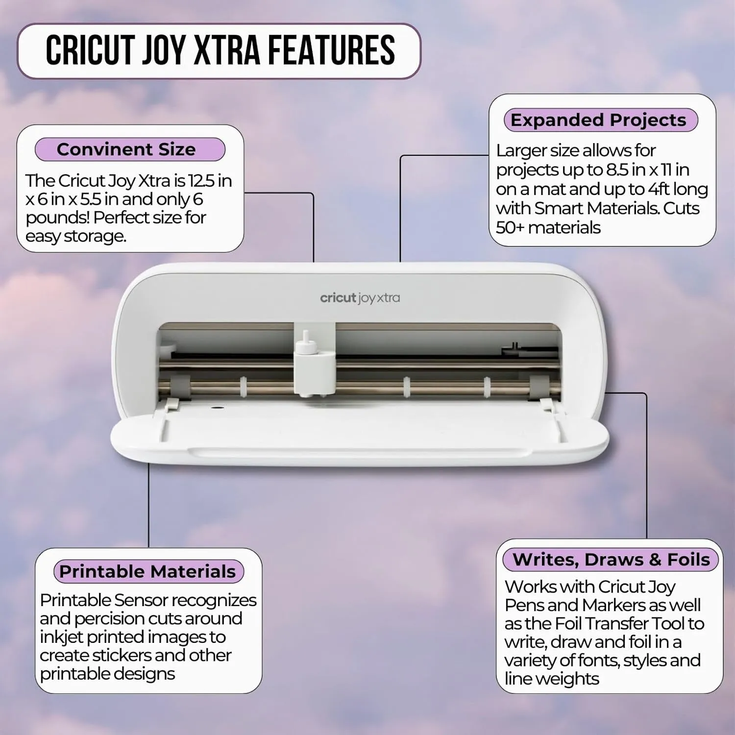 Cricut Joy Xtra and EasyPress Mini with Iron-On Vinyl Sampler Pack and Tool Kit Bundle - Cutting Machine with Small Heat Press and HTV Accessories, Cricut Beginner Kit with Everything to Get Started