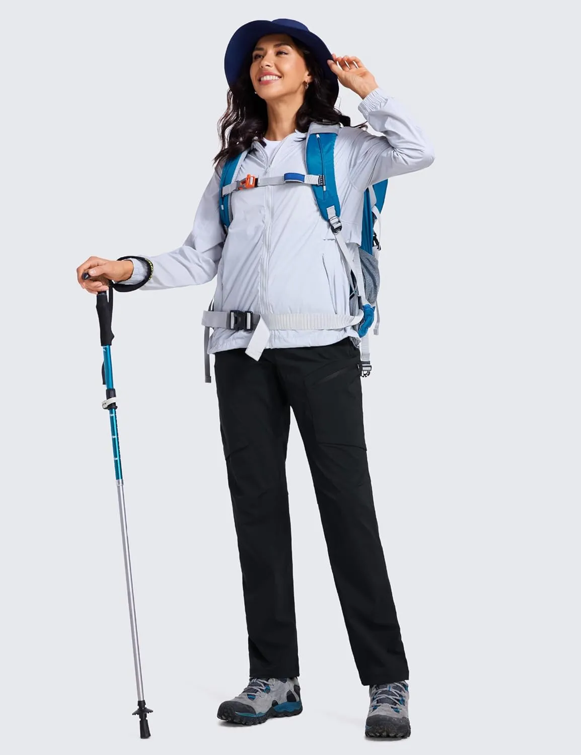 CRZ YOGA UPF 50  Hiking Cargo Pants Women Water Resistant Lightweight Outdoor Athletic Joggers with 4 Zipper Pockets
