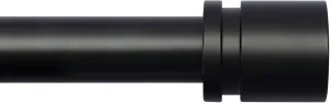 Curtain Rods for Windows 16 to 144 Inches Adjustable Length 1 Inch Diameter Window Curtain Rod with Aluminium Finials, Black