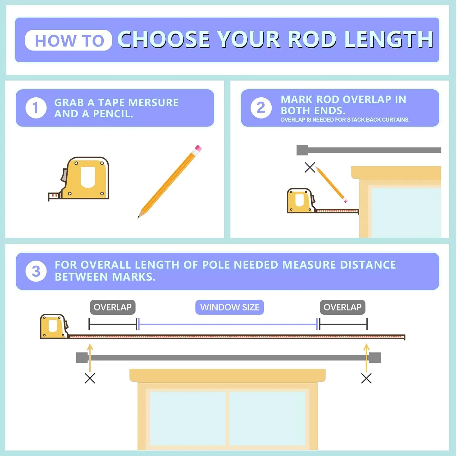 Curtain Rods for Windows 16 to 88 Inches Adjustable Length 1 Inch Diameter Window Curtain Rod with Aluminium Finials, Black
