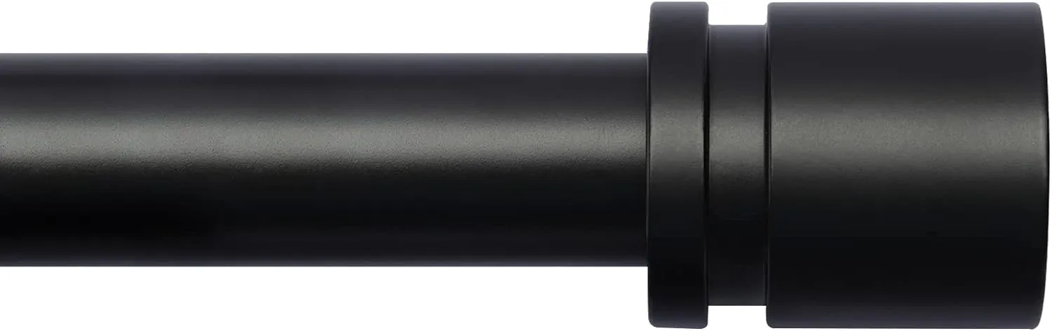 Curtain Rods for Windows 16 to 88 Inches Adjustable Length 1 Inch Diameter Window Curtain Rod with Aluminium Finials, Black