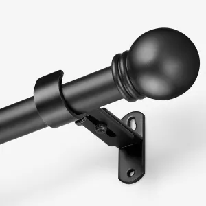 Curtain Rods for Windows 16 to 92 Inches, Curtain Rod Max Adjustable Length of 104 IN, 1" Diameter Drapery Rods Round Finials, Black, Pack of 1