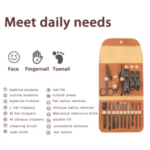 Custom Manicure and Pedicure Set, Customize 16 in 1 Nail Care Kit with Nail Clippers, Cuticle Trimmer, Tweezers, Metal File, Pedicure Tools for Home, Travel or Christmas Birthday Gift Use (Blue)