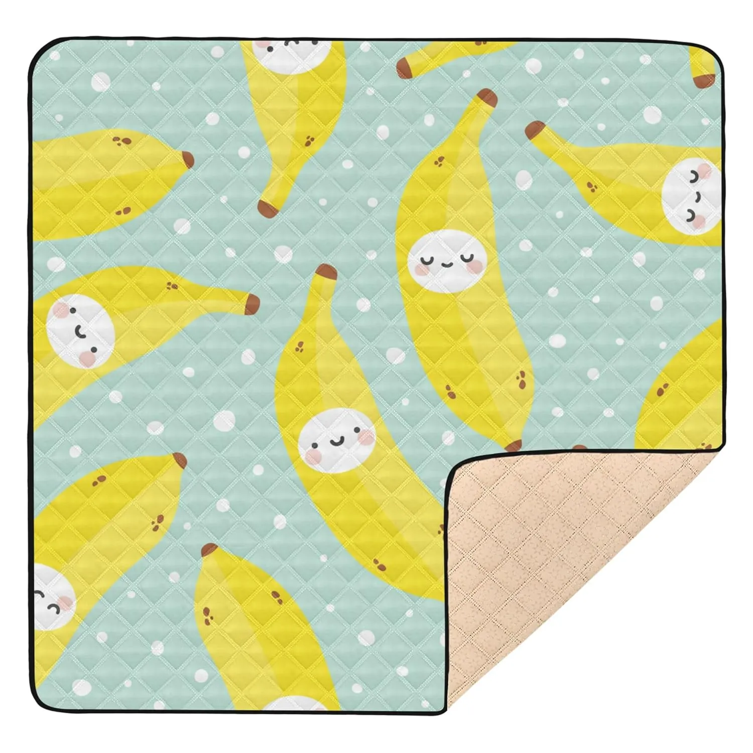 Cute Bananas Soft Foam Baby Gym & Activity Mat for Floor Cozy Breathable Padded Play Mat for Baby Kids Toddlers Infants, 50'' x 50''
