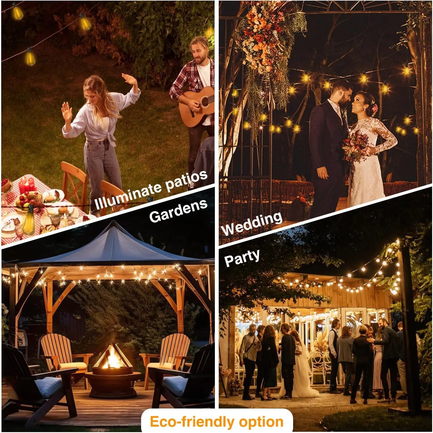 DAYBETTER Solar String Lights Outdoor Waterproof 100FT with 50 1 LED Shatterproof Bulbs 5W Solar Panel Remote Controller Dimmable Outdoor String Lights for Patio Camping Backyard Garden