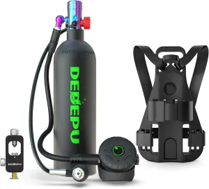 DEDEPU 2.3L Scuba Tank, Mini Diving Tank Small Lung Tank with Adapter, Up to 40 Mins Underwater Breathing Time, Portable Backup Air Cylinder, Emergency Resuce Pony Bottle