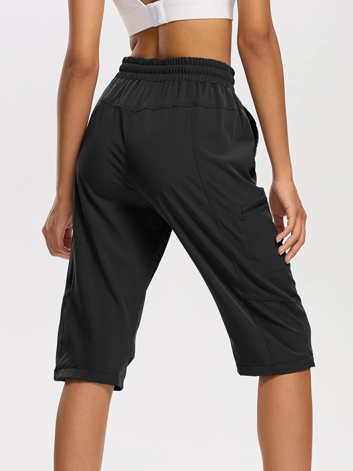 DEVOROPA Women's Hiking Long Shorts Knee Length Lightweight Quick Dry Cargo Athletic Bermuda Beach Shorts with Zipper Pockets