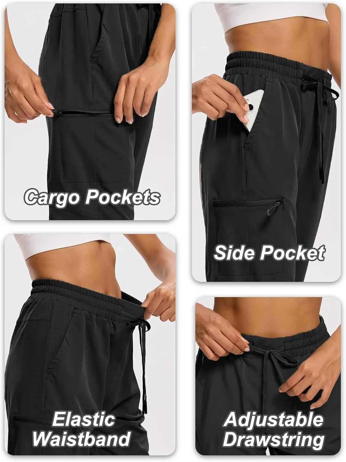 DEVOROPA Women's Hiking Long Shorts Knee Length Lightweight Quick Dry Cargo Athletic Bermuda Beach Shorts with Zipper Pockets