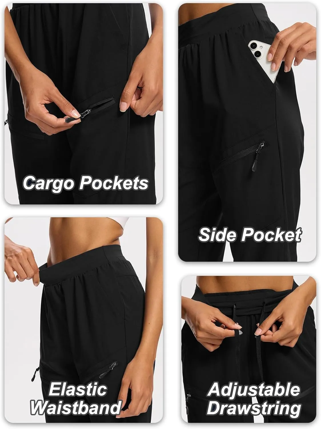 DEVOROPA Womens Hiking Shorts Below The Knee Quick Dry Lightweight Cargo Capris Bermuda Shorts Zip Pockets for Travel Casual