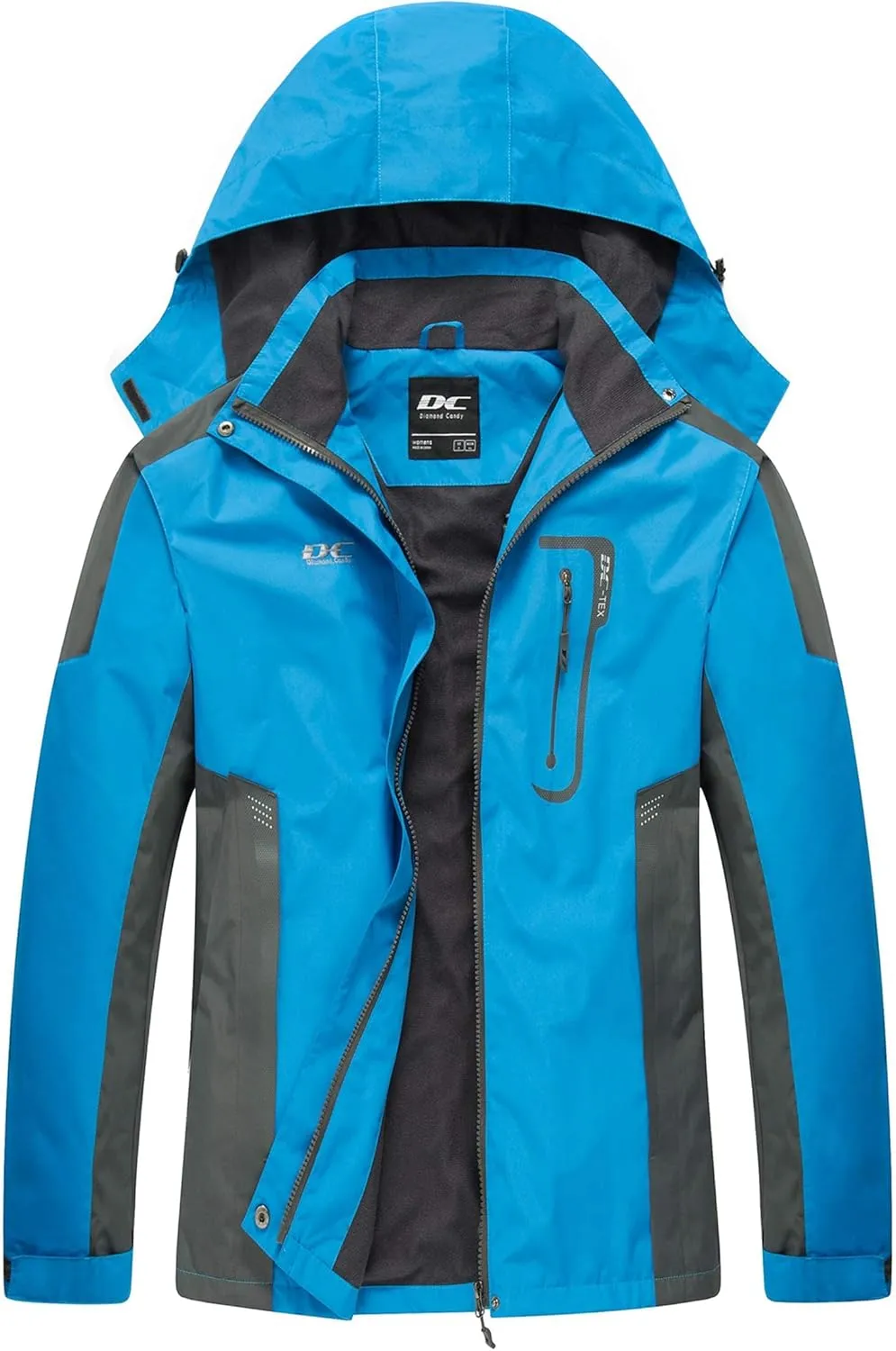 Diamond Candy Waterproof Rain Jacket Women Lightweight Outdoor Raincoat Hooded for Hiking skiing