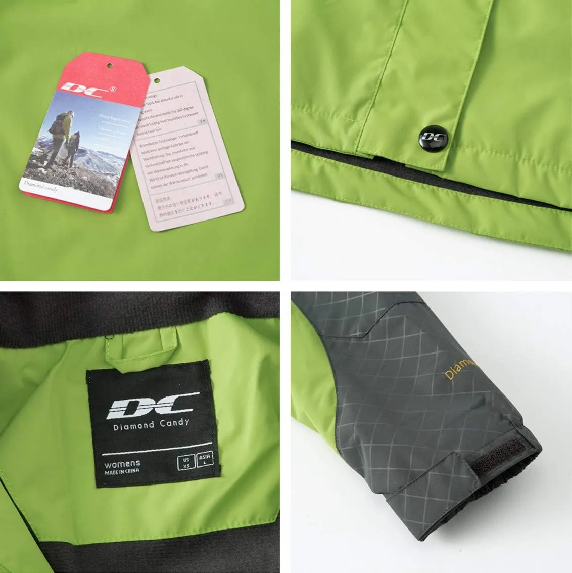 Diamond Candy Women's Waterproof Rain Jacket with Hood Lightweight Outdoors Raincoat