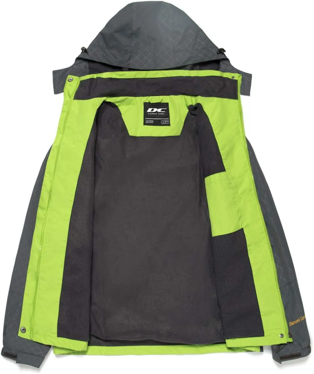 Diamond Candy Women's Waterproof Rain Jacket with Hood Lightweight Outdoors Raincoat