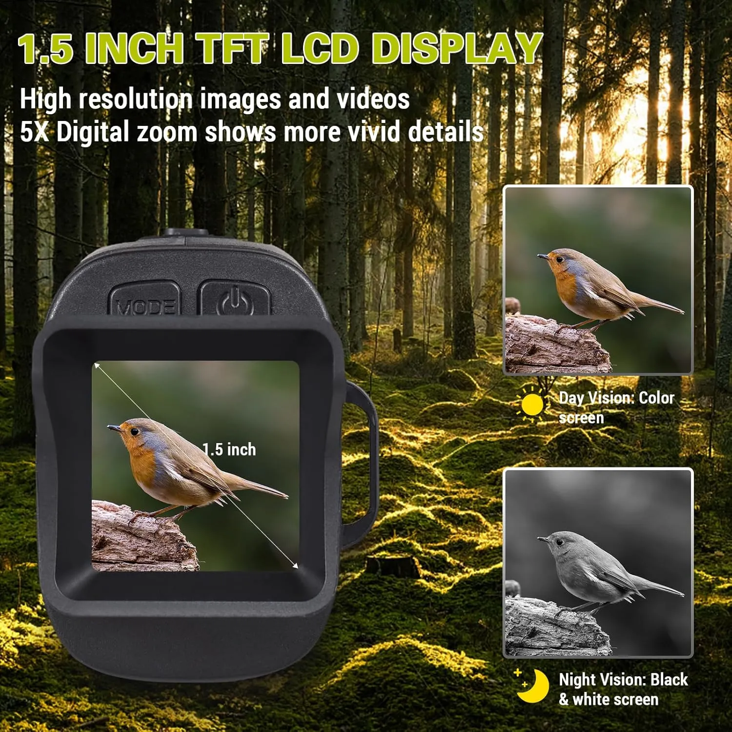 doorslay Digital Night Vision Goggles, 7 Level Digital Night Vision Monocular for Dark, with 5X Digital Zoom, 3000 mAh, Save 24MP Photos, 1080P Videos, Monocular for Adult Hunting, Camping, Traveling
