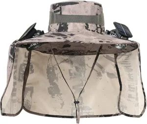Double Solar Powered Cooling Fun Hat with Sun Protections Wide Brims Fisherman Hat for Outdoor Activity Men Women Unisex