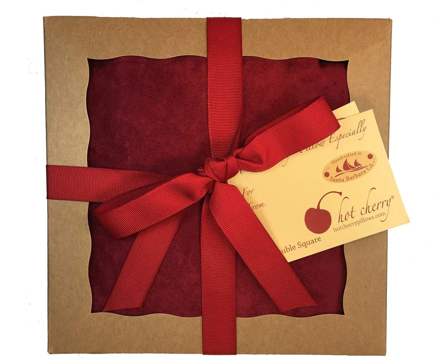 Double Square Red Ultra Suede, Cherry Pit-Stone Pillow, Microwavable Hot/Cold Compress, Sustainable Heating Pad, Moist Heat, Muscle Joint Pain Relief