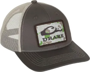 Drake Waterfowl Old School Patch Mesh Back Cap - 6 Panel Structured Crown Cap with Adjustable Snapback, Dark Grey