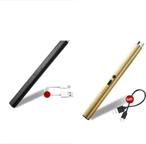 Dream Products Rechargeable Arc Lighter with LED Battery Display for Candles, Gas Stoves, Camping & BBQ (Black & Gold)