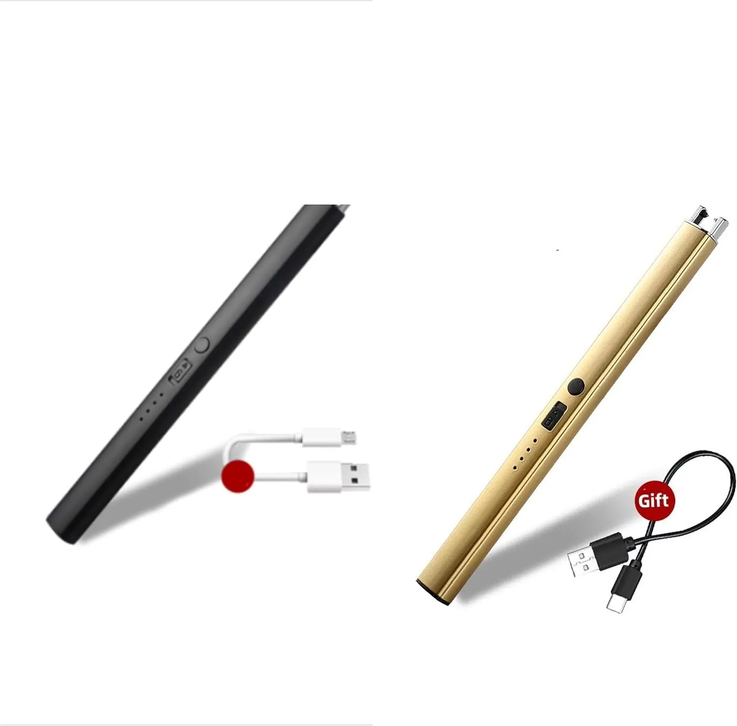 Dream Products Rechargeable Arc Lighter with LED Battery Display for Candles, Gas Stoves, Camping & BBQ (Black & Gold)