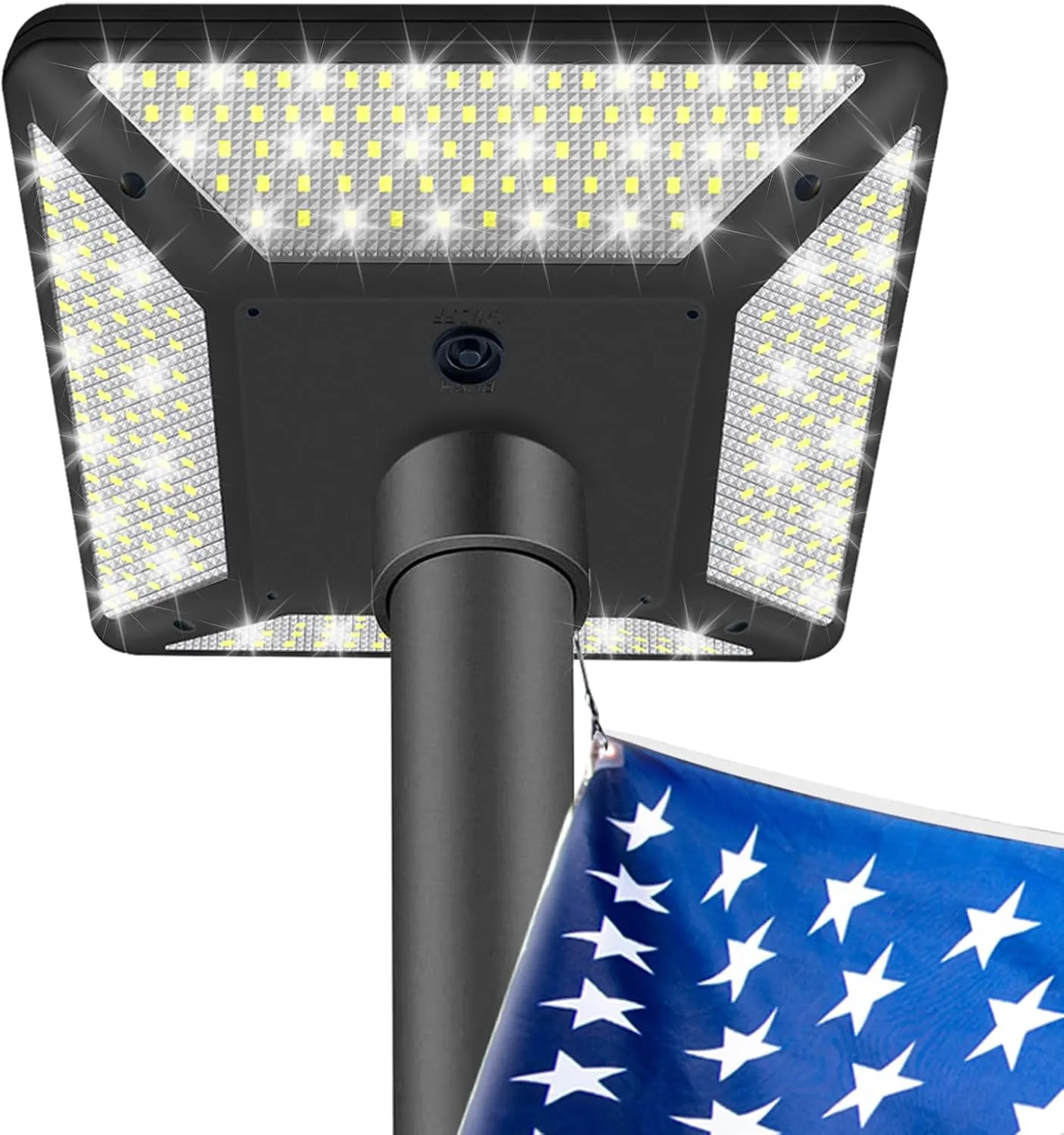 Dusk to Dawn Solar Flag Pole Light with 320LED 3000 Lumen Brightest Flagpole Light