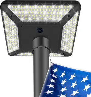 Dusk to Dawn Solar Flag Pole Light with 320LED 3000 Lumen Brightest Flagpole Light