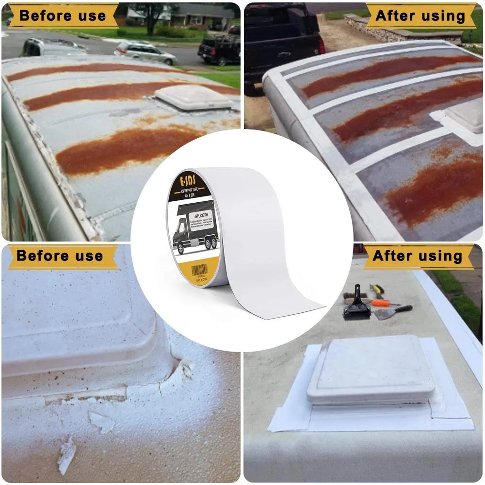 E-SDS RV Sealant Tape Waterproof, 4 Inch x 50 Foot RV Roof Repair Tape for RV, Window, Boat Sealing, Truck, Camper Roof Leaks, White