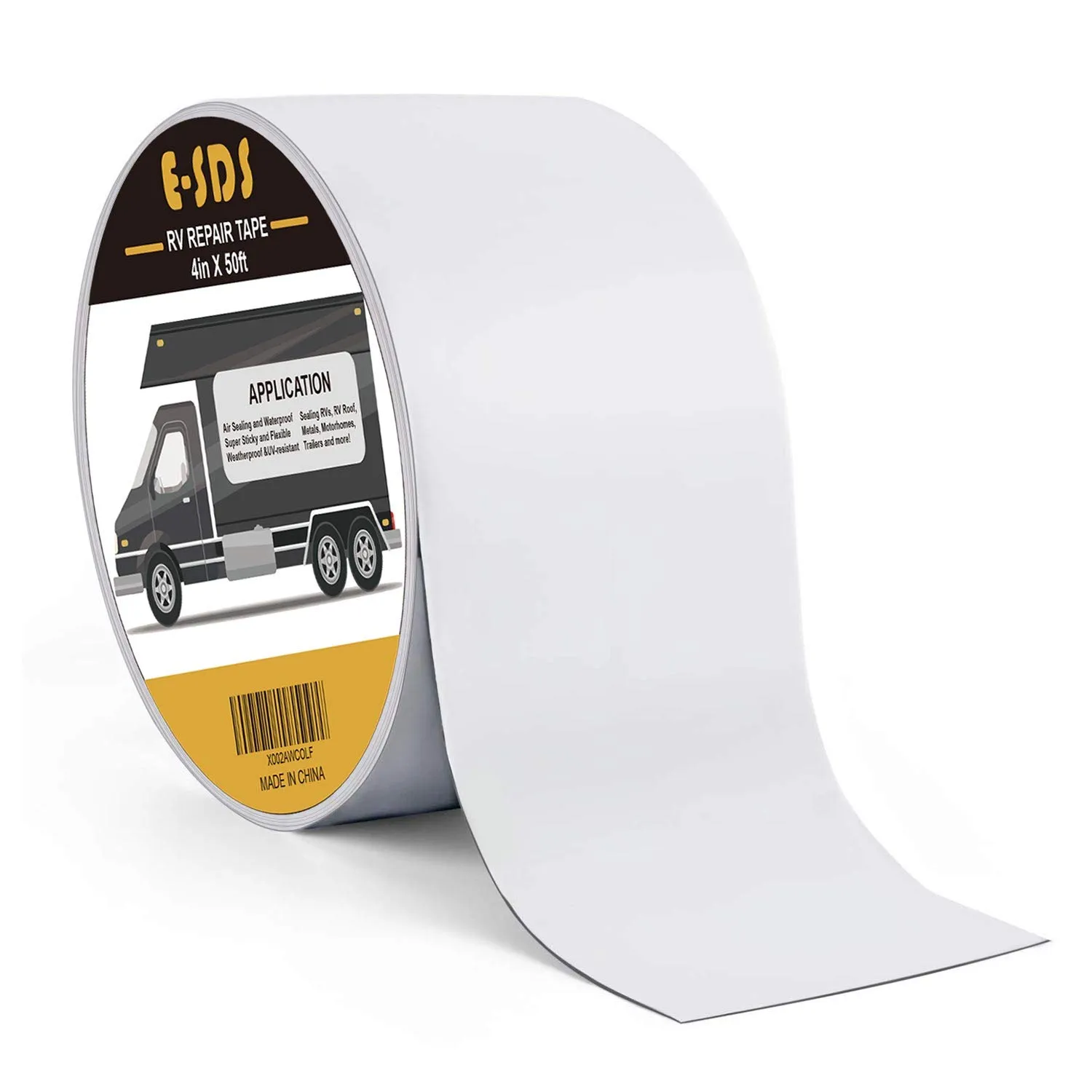 E-SDS RV Sealant Tape Waterproof, 4 Inch x 50 Foot RV Roof Repair Tape for RV, Window, Boat Sealing, Truck, Camper Roof Leaks, White