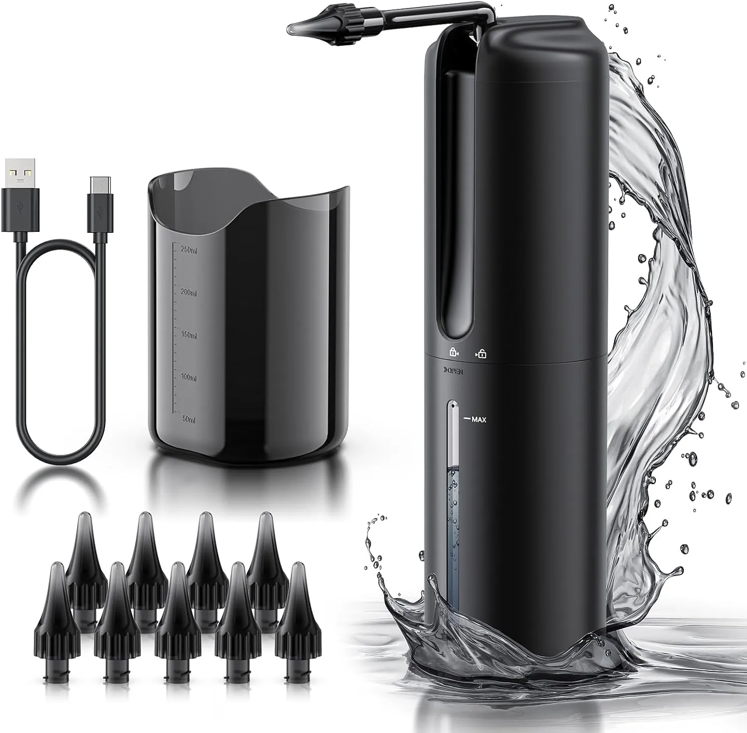 Ear Wax Removal - Electric Ear Irrigation Flushing System - Water Powered Ear Cleaner with 4 Pressure Modes - Safe and Effective Ear Cleaning Tool - Water Resistant USB Rechargeable