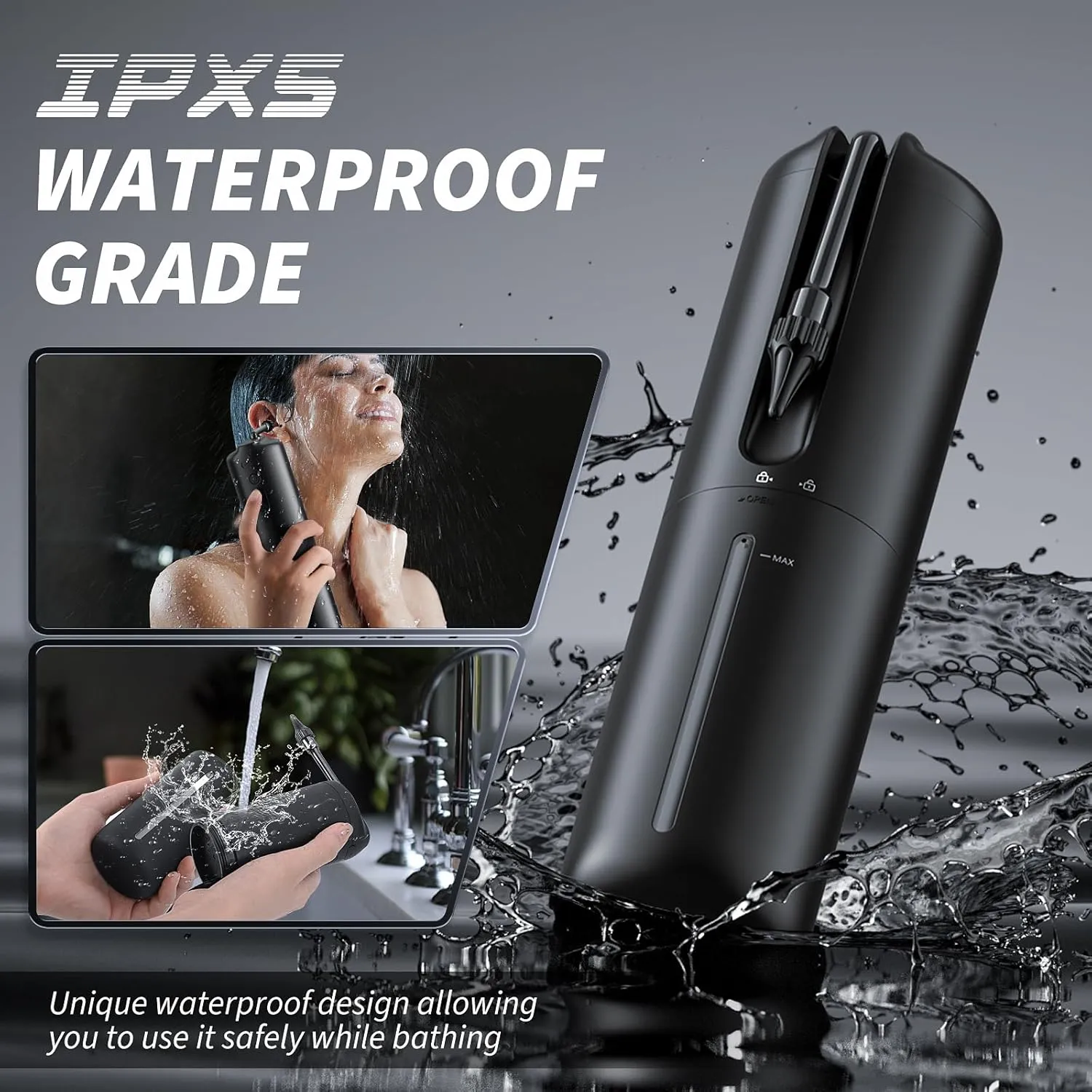 Ear Wax Removal - Electric Ear Irrigation Flushing System - Water Powered Ear Cleaner with 4 Pressure Modes - Safe and Effective Ear Cleaning Tool - Water Resistant USB Rechargeable