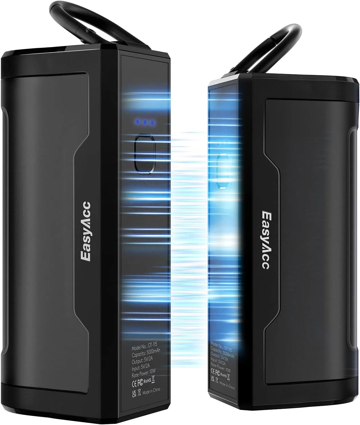 EasyAcc Hand Warmers Rechargeable 2 Pack, 10000mAh Magnetic Hand Warmers, 18Hrs Long Heating, with Camping Hook, Portable Power Bank, Pocket Size, Gifts for Christmas, Camping