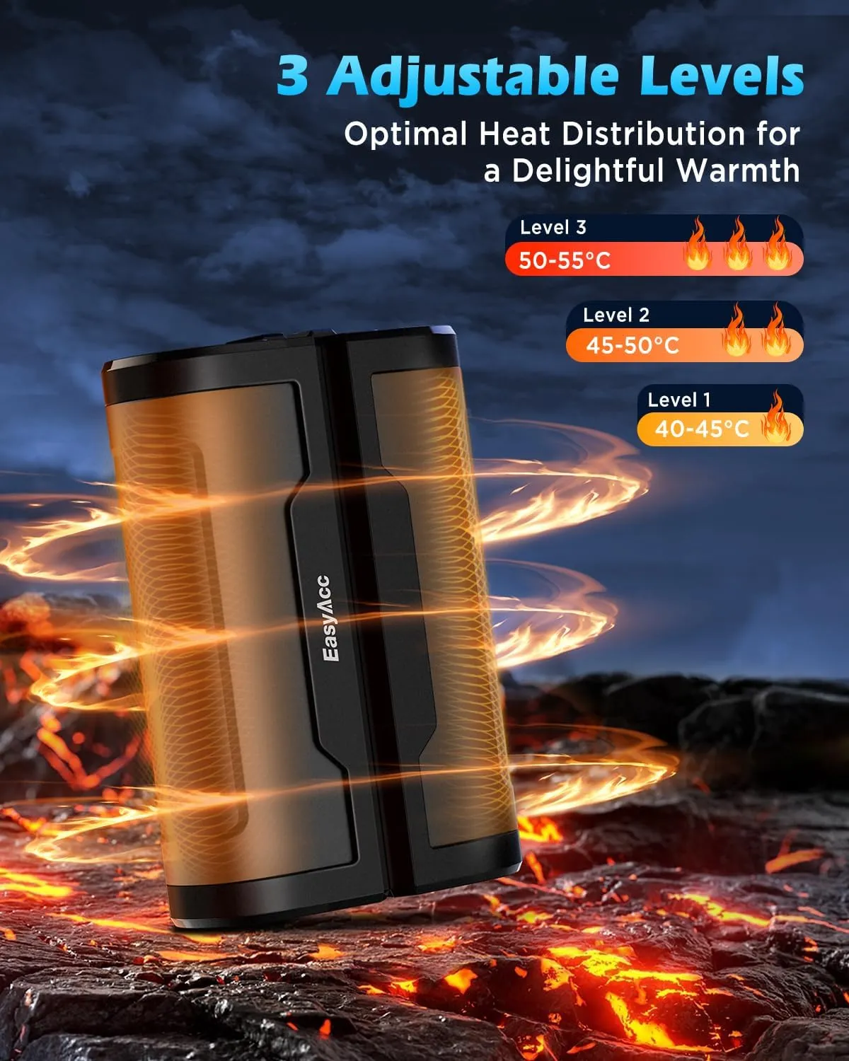 EasyAcc Hand Warmers Rechargeable 2 Pack, 10000mAh Magnetic Hand Warmers, 18Hrs Long Heating, with Camping Hook, Portable Power Bank, Pocket Size, Gifts for Christmas, Camping