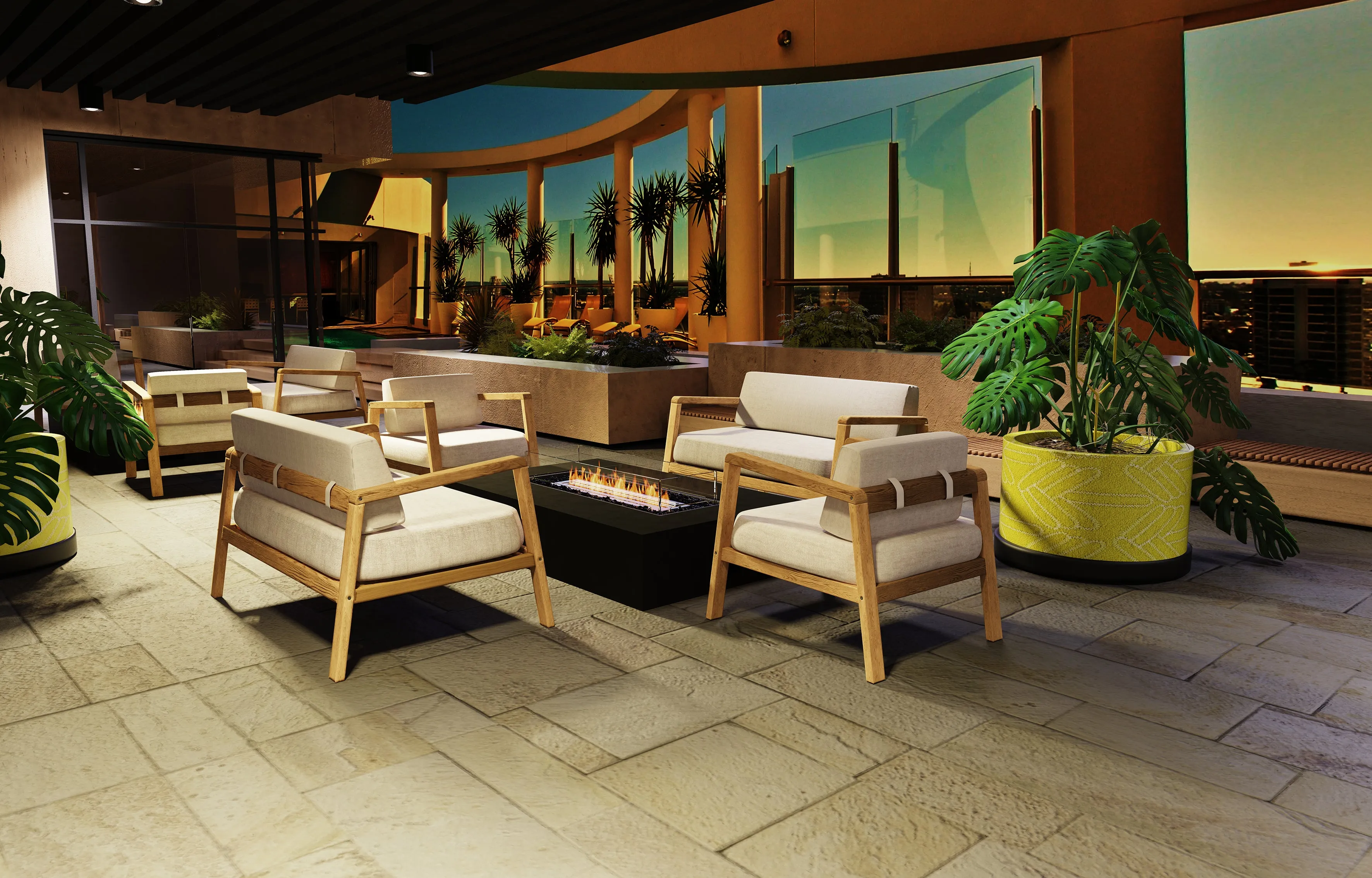 EcoSmart Fire Wharf 65 Fire Pit Table with Bioethanol Sustainable Fuel