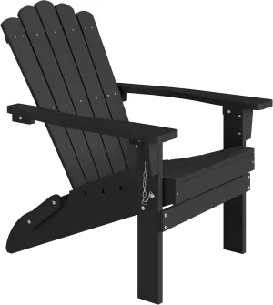 EFURDEN Adirondack Chair, HDPE Folding Adirondack Chairs, Wide Armrest and High Backrest Fire Pit Chairs, Weather Resistant & Fade Resistant Outdoor Chair for Garden Patio Backyard Porch Deck, Black