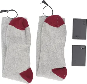 Electric Heated Socks, Battery Operated Comfortable Cotton Socks for Winter Travel Camping Cycling Skiing Hiking One Size (Grey)